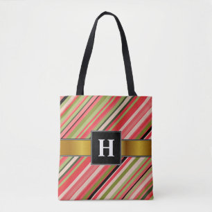 Bolso De Tela Inicial del personalizado + Rayas