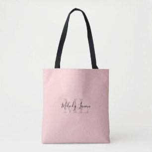 Bolso De Tela Inicial   Diseño negro y rosa personalizado  