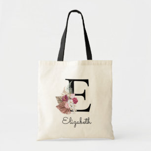 Bolso De Tela Inicial E Moderno Rosa Boho Floral Femenino