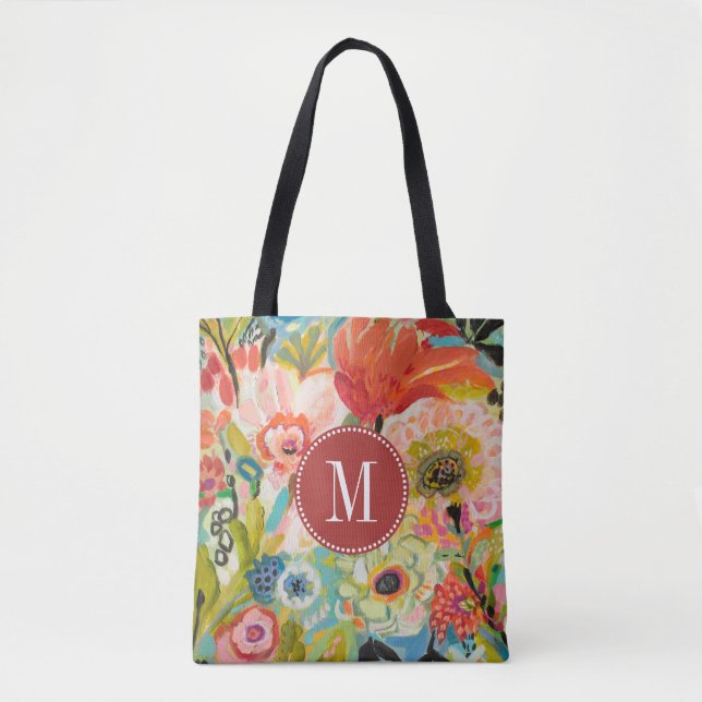 Bolso De Tela Inicial| Floral de jardín secreto III (Anverso)