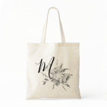 Inicial floral del monograma de la acuarela gris