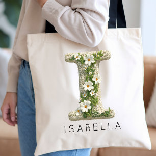 Bolso De Tela Inicial Floral Personalizada Monograma Día de la M