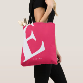 Bolso De Tela Inicial Grande | Tipografía Moderna | Rosa