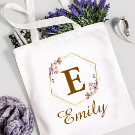 Bolso De Tela Inicial Personalizada de Niña y Monograma de Nombr
