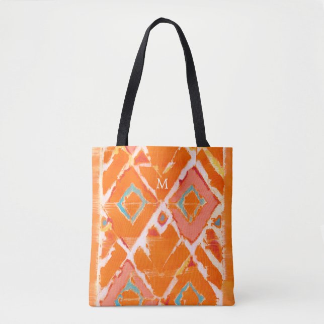 Bolso De Tela Inicial | Tribal II Naranja (Anverso)
