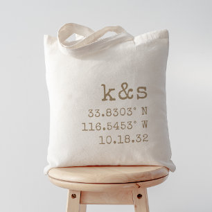 Bolso De Tela Iniciales, coordenadas y fecha de Boda de la máqui