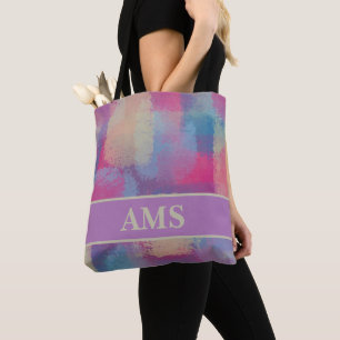 Bolso De Tela Iniciales de diseño abstracto de parches de Pastel