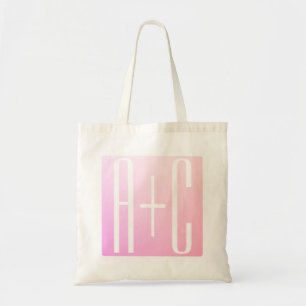 Bolso De Tela Iniciales de la pareja   Sutil Gradación Rosa