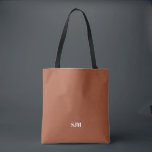 Bolso De Tela Iniciales de monograma minimalista de personalizad<br><div class="desc">Minimalista elegante sencillo moderno terracota y blanco Personalizado monograma iniciales nombre color sólido claro personalizado Tote Bag</div>