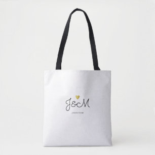 Bolso De Tela iniciales de novia y novio y nombres en blanco