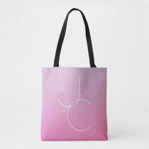 Bolso De Tela Iniciales de superposición de 2 modernas   Ombre R