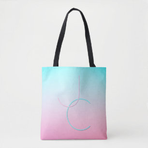 Bolso De Tela Iniciales de superposición de 2 modernas Rosa tu