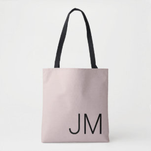 Bolso De Tela Iniciales Mayúsculas con Monograma Rosa Claro Negr