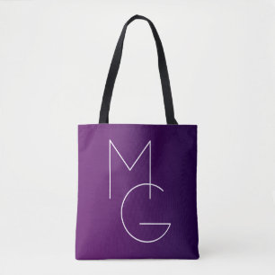 Bolso De Tela Iniciales Modern 2 Morado Profundo Suelo Ombre