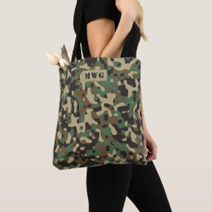 Bolso De Tela Iniciales monográficas del patrón de camuflaje de 