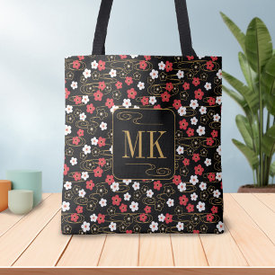 Bolso De Tela Iniciales monográficas japonesas de floración de s