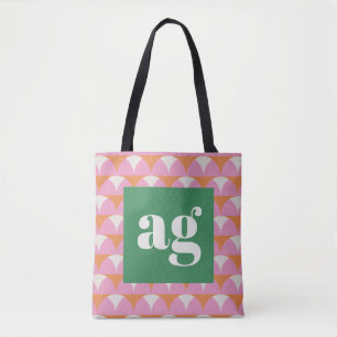 Bolso De Tela Iniciales monográficas retro geométricas modernas