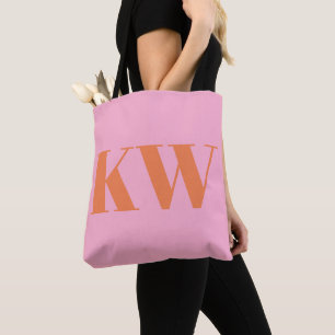Bolso De Tela Iniciales Personalizadas de Monograma de Rosa Mode