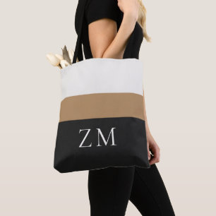 Bolso De Tela Iniciales Personalizadas Diseño de Rayas Premium