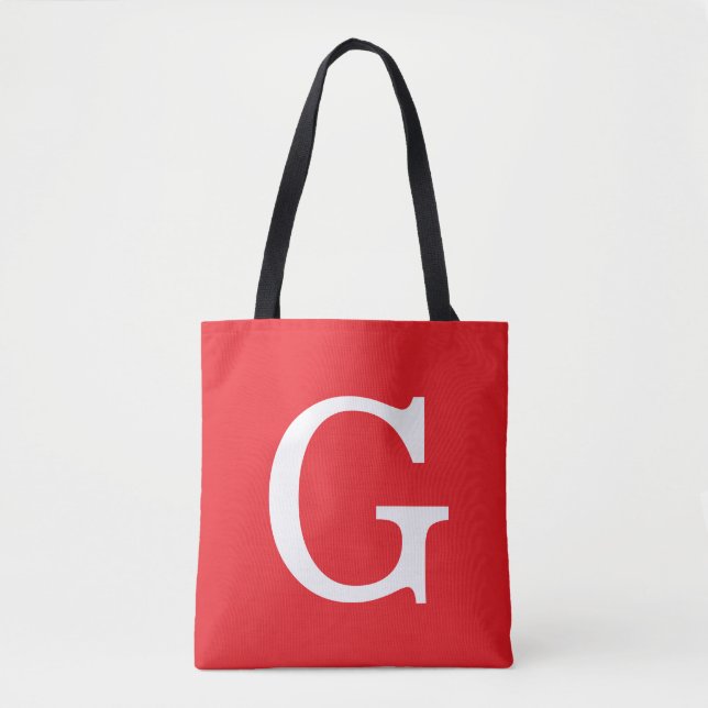 Bolso De Tela Initial Letter Monogram Red White Plain Simple (Anverso)