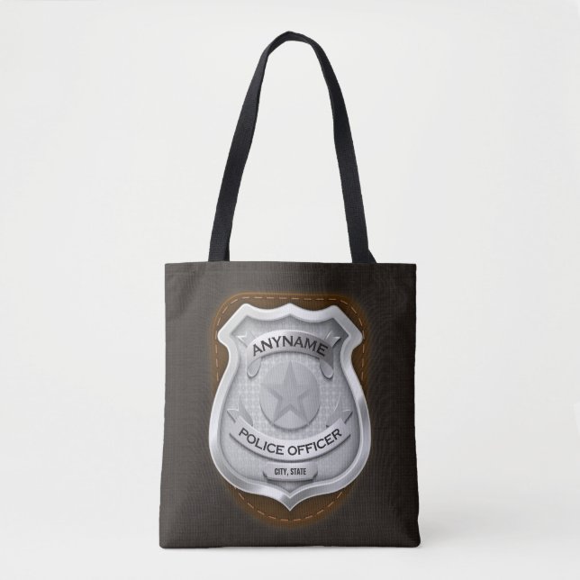 Bolso De Tela Insignia de NOMBRE de policía de sheriff (Anverso)