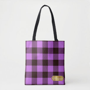 Bolso De Tela Insignia de oro moderna para orquídeas Tartán Rega