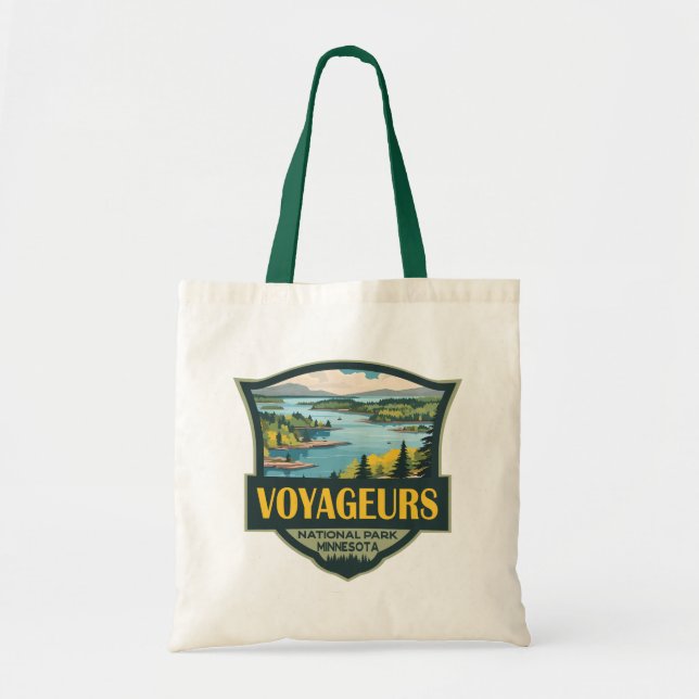 Bolso De Tela Insignia retro del Ilustracion del Parque Nacional (Frente)