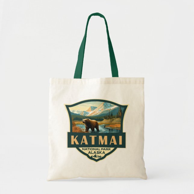 Bolso De Tela Insignia retro del Ilustracion del Parque Nacional (Frente)