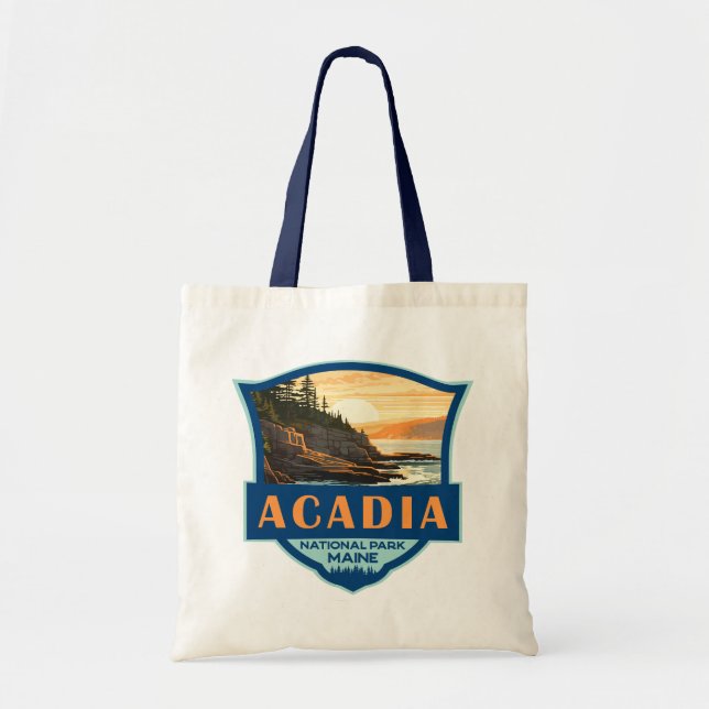 Bolso De Tela Insignia Retro del Ilustracion del Parque Nacional (Frente)