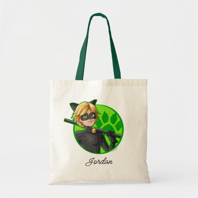 Bolso De Tela Insignia verde Cat Noir (Frente)