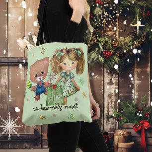 Bolso De Tela Insoportablemente dulce Chica y osito Teddy