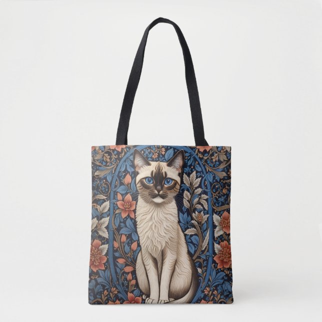 Bolso De Tela Inspiración del gato siamés de ojos azules William (Anverso)