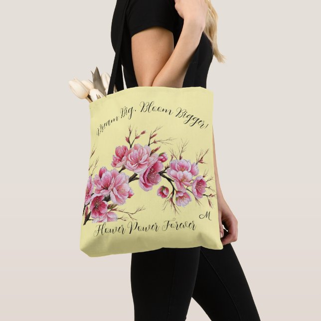 Bolso De Tela Inspiración japonesa Ilustracion de flores de saku (Detalle)