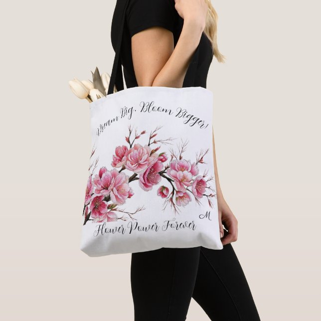 Bolso De Tela Inspiración japonesa Ilustracion de flores de saku (Detalle)