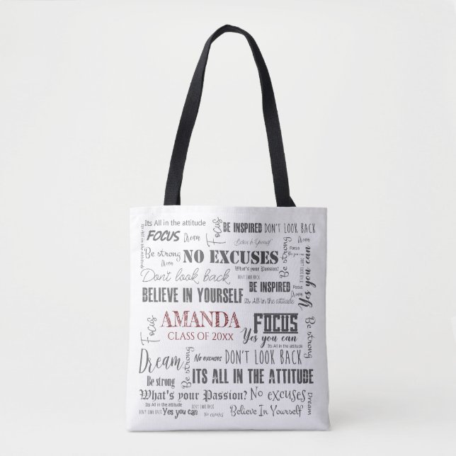 Bolso De Tela Inspiración personalizada Graduación de arte Word  (Anverso)