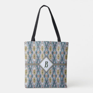 Bolso De Tela Inspiración tribal Boho Blue, Green & Tan
