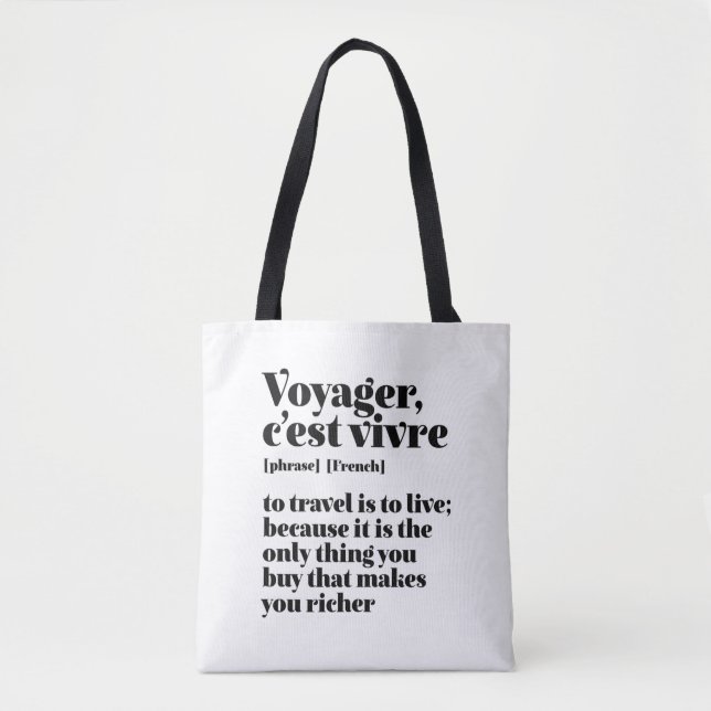 Bolso De Tela Inspirador francés Travel Voyager C'est Vivre (Anverso)