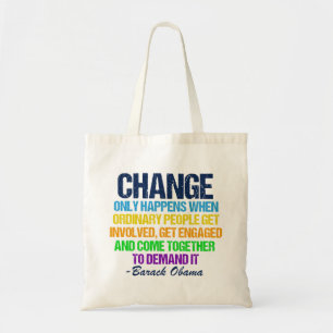 Bolso De Tela Inspirador Obama cita el voto por el cambio