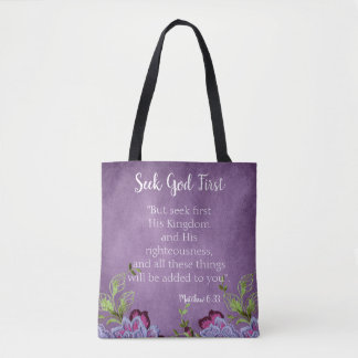 Bolso De Tela Inspiradora busca Dios primero morado
