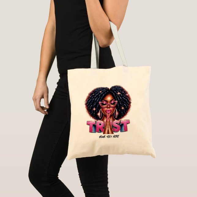 Bolso De Tela Inspiradora "confianza" cristiana afroamericana (Anverso (producto))