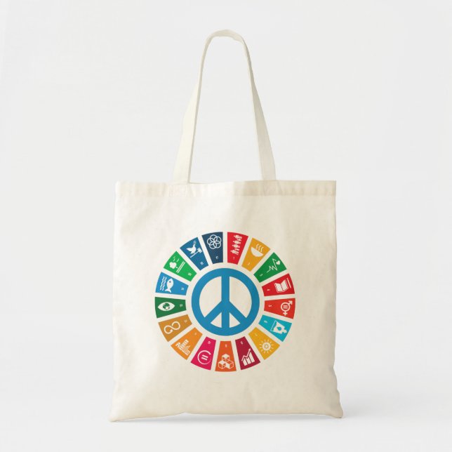 Bolso De Tela Inspiradores objetivos de sostenibilidad de la paz (Frente)