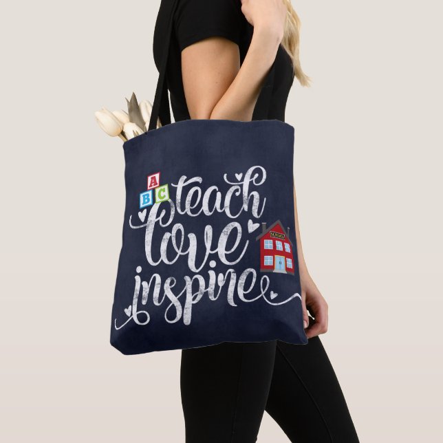 Bolso De Tela Inspirar amor de enseñanza (Detalle)