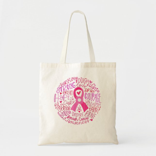 Bolso De Tela Inspirar conciencia sobre el cáncer de mama (Frente)