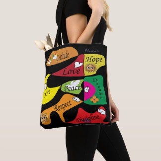 Bolso De Tela Inspirational Black Tote: Peace Joy Discipline