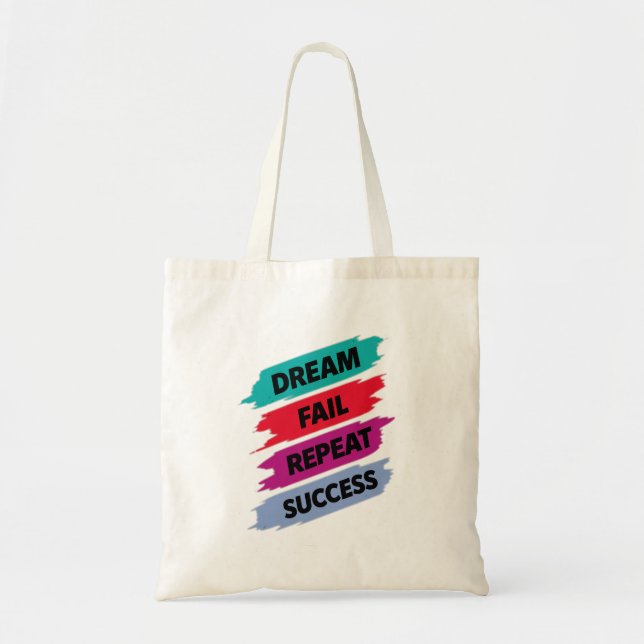 Bolso De Tela Inspirational Quote Art–Dream Fail Repeat Success (Frente)