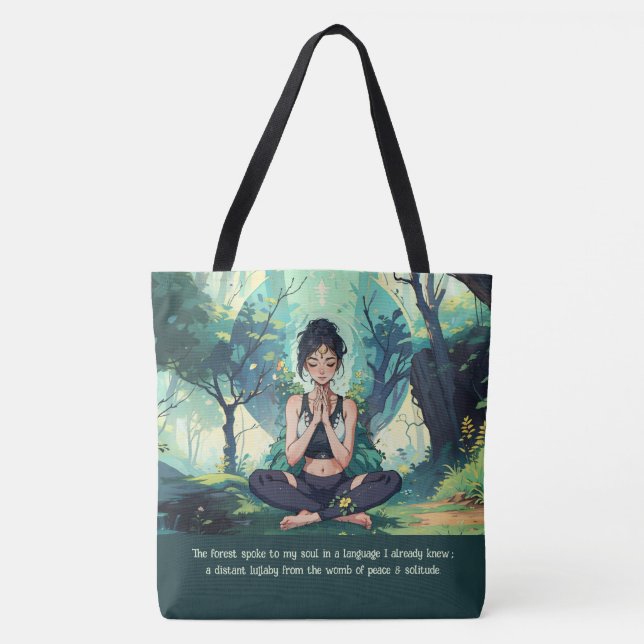 Bolso De Tela Instructor de Meditación de Yoga Fitness Forest (Anverso)