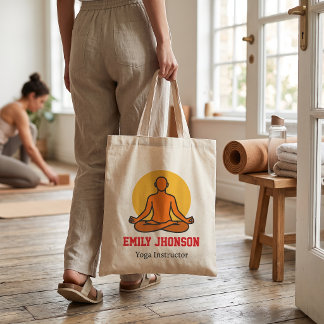 Bolso De Tela Instructora de Yoga Silueta Meditando en Puestas d