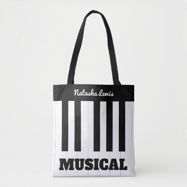 Bolso De Tela Instrumento musical de Piano Keys personalizado (Anverso)