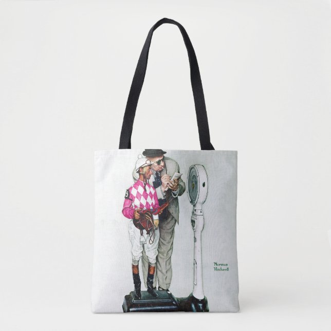 Bolso De Tela Intervención de Norman Rockwell en jockey (Anverso)