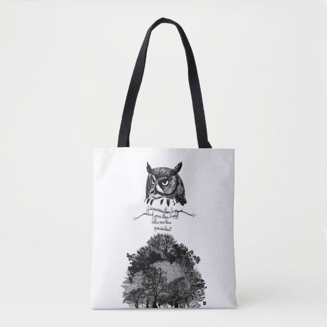 Bolso De Tela Introvert Empath Owl sabiduría ilustrada cita de t (Anverso)